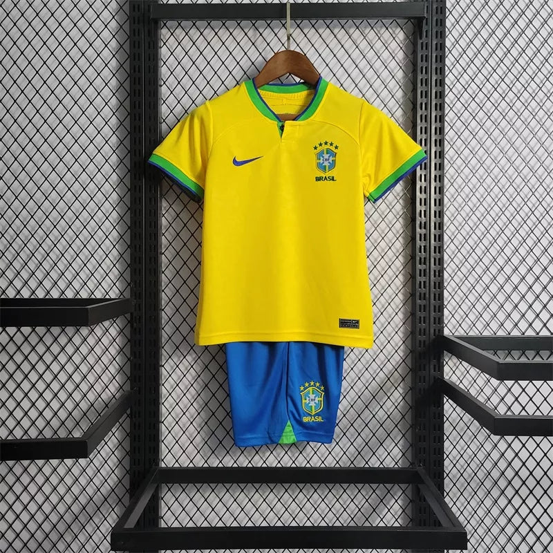 Camisa De Futebol Brasil Kit Infantil 2022 Casa - Shark Store